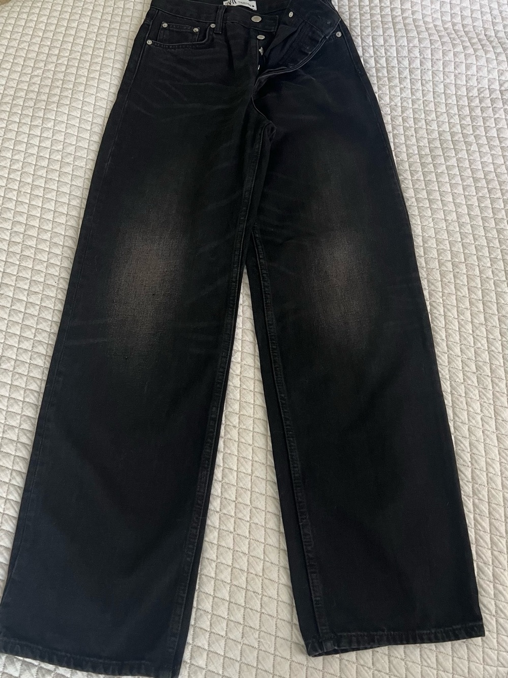 Zara Black Wide-Leg Jeans – Women’s Size 26 / US 4 / EUR 36 - Picture 4 of 14